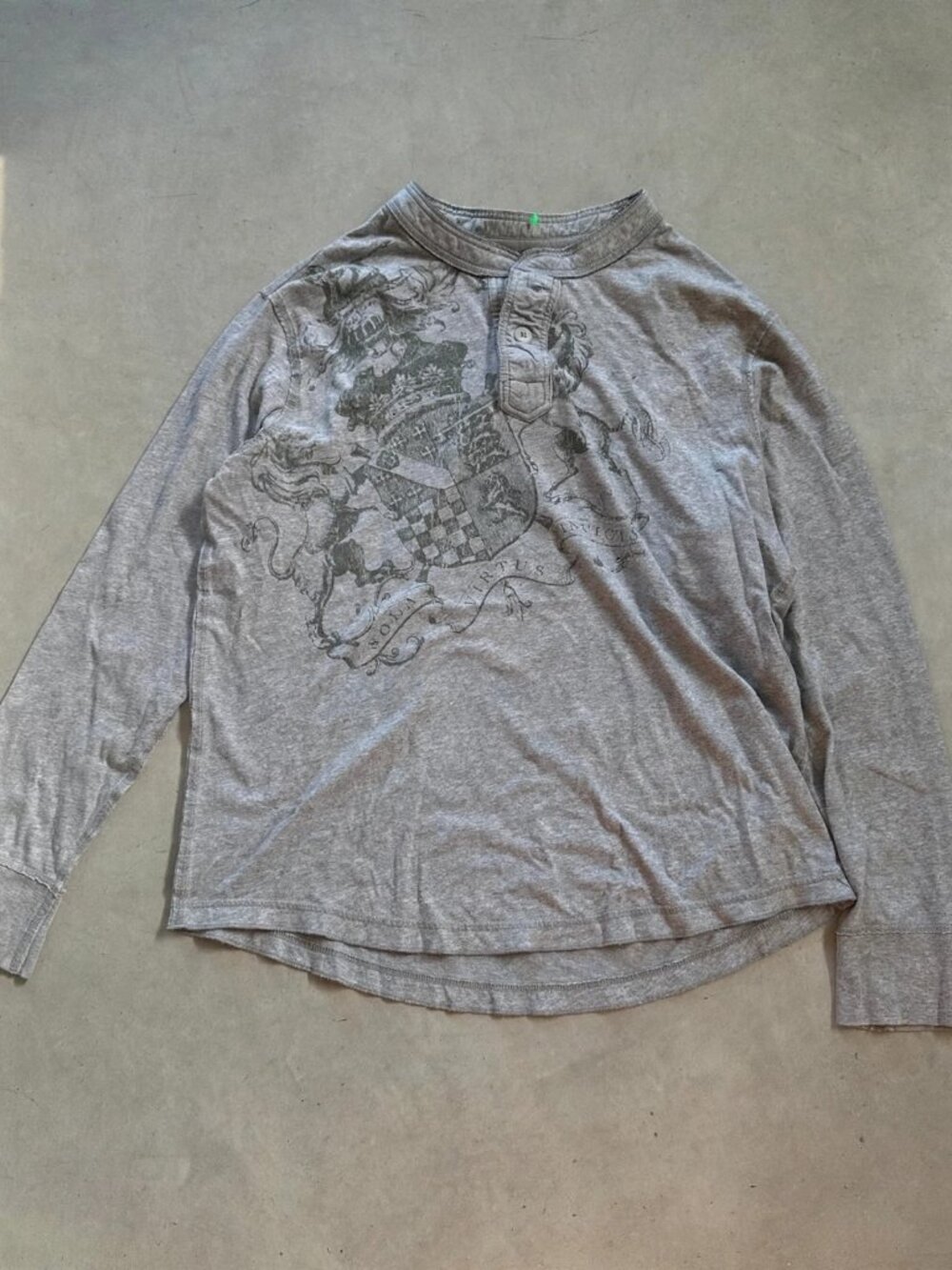Urban Pipeline Grey Gothic Henley Long Sleeve Tagged XL Fits L
